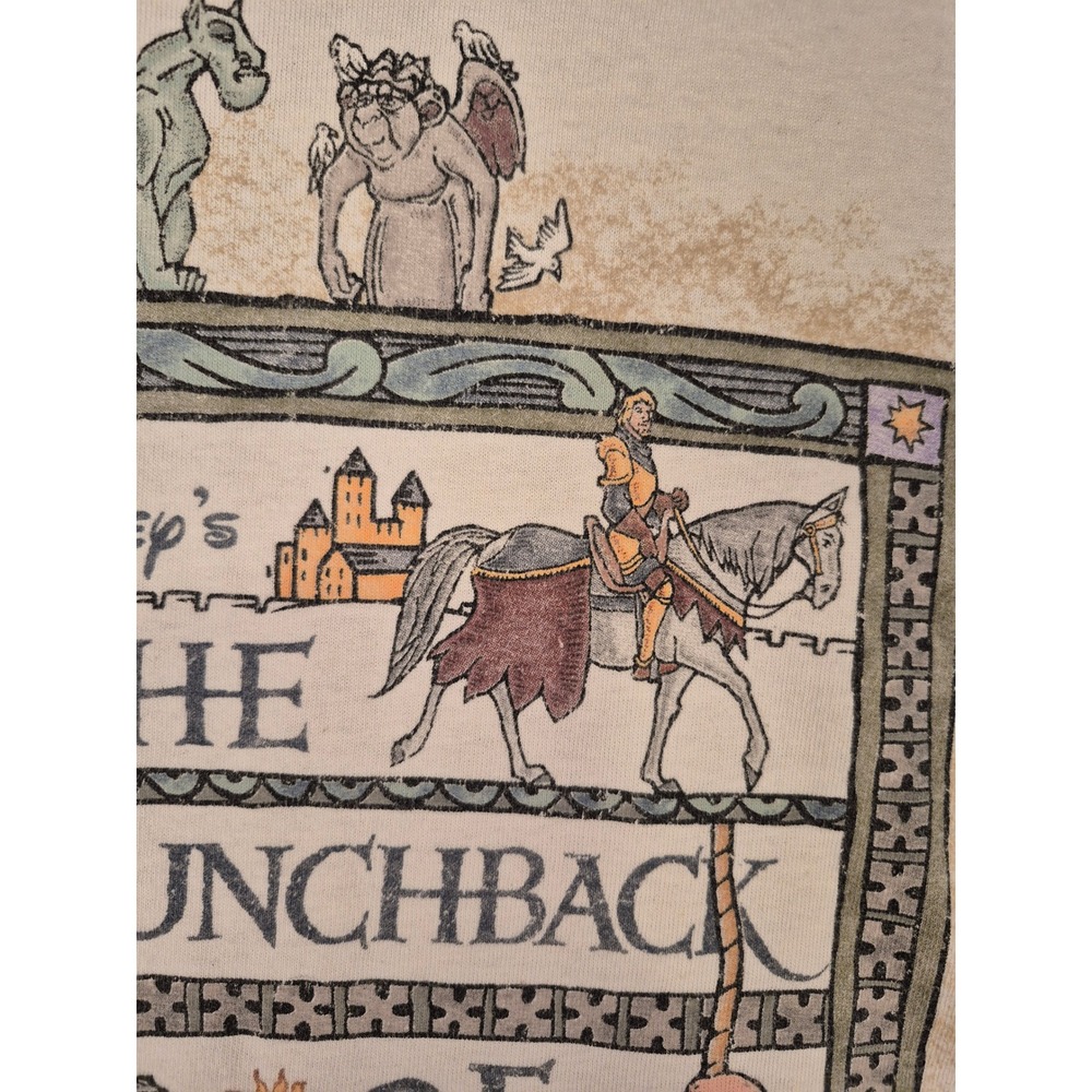 Vintage Disney Store Hunchback of Notre Dame Graphic T-Shirt Mens XXL Cream 90s - Picture 5 of 16